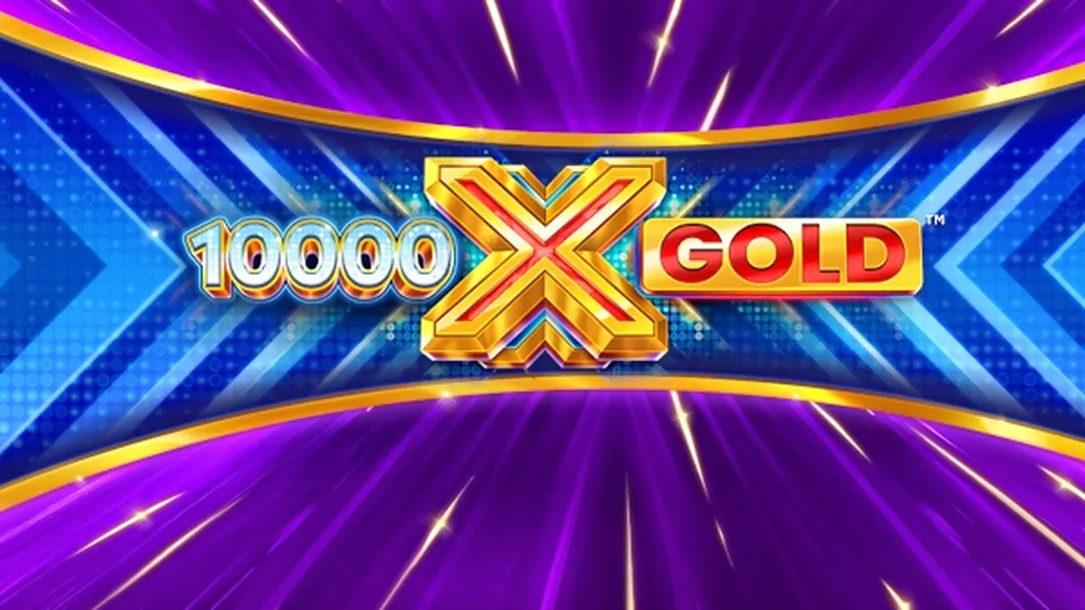 Tampilan visual slot 10,000 X Gold dengan simbol emas yang berkilauan